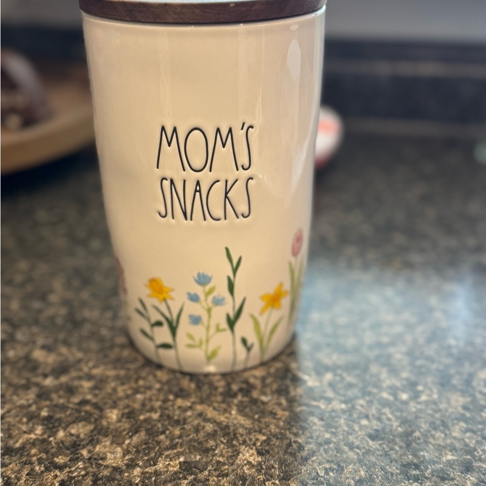 Floral Snack Jar with Wooden Lid